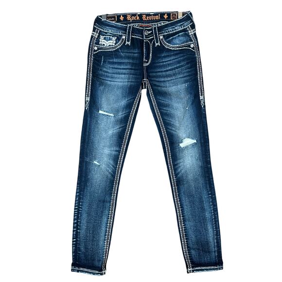 Rock Revival Womens Jeans Blue Denim Celinda Mid Rise Ankle Skinny 25 - Picture 1 of 14
